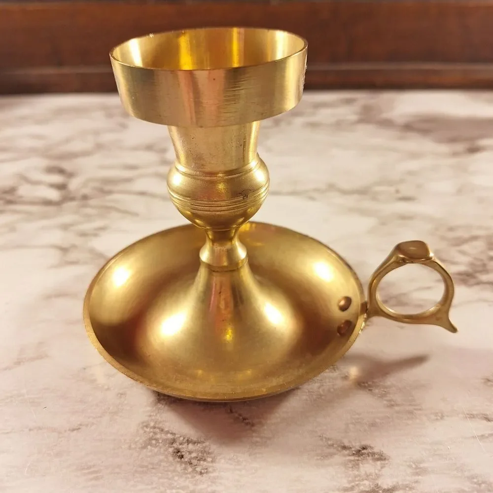 Vintage Mid 20th Century Brass‎ Candle Holder 3.5